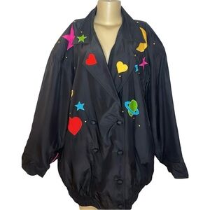 Vintage 80s August Max Woman Silk Colorful Celestial Jacket